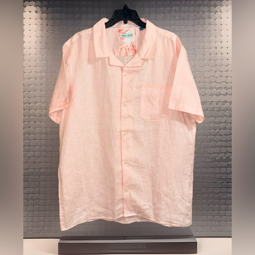 NwoT Tenth + Ocean Men’s Soft Pink Button Down Linen Shirt - XL - EUC